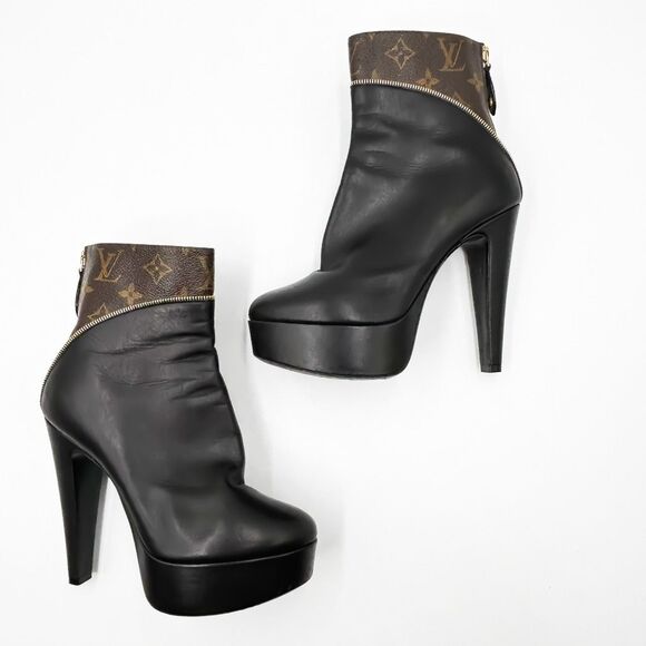 Louis Vuitton LV Monogram Afterglow Platform Leather Boots EU 37 US 7 - Picture 9 of 16